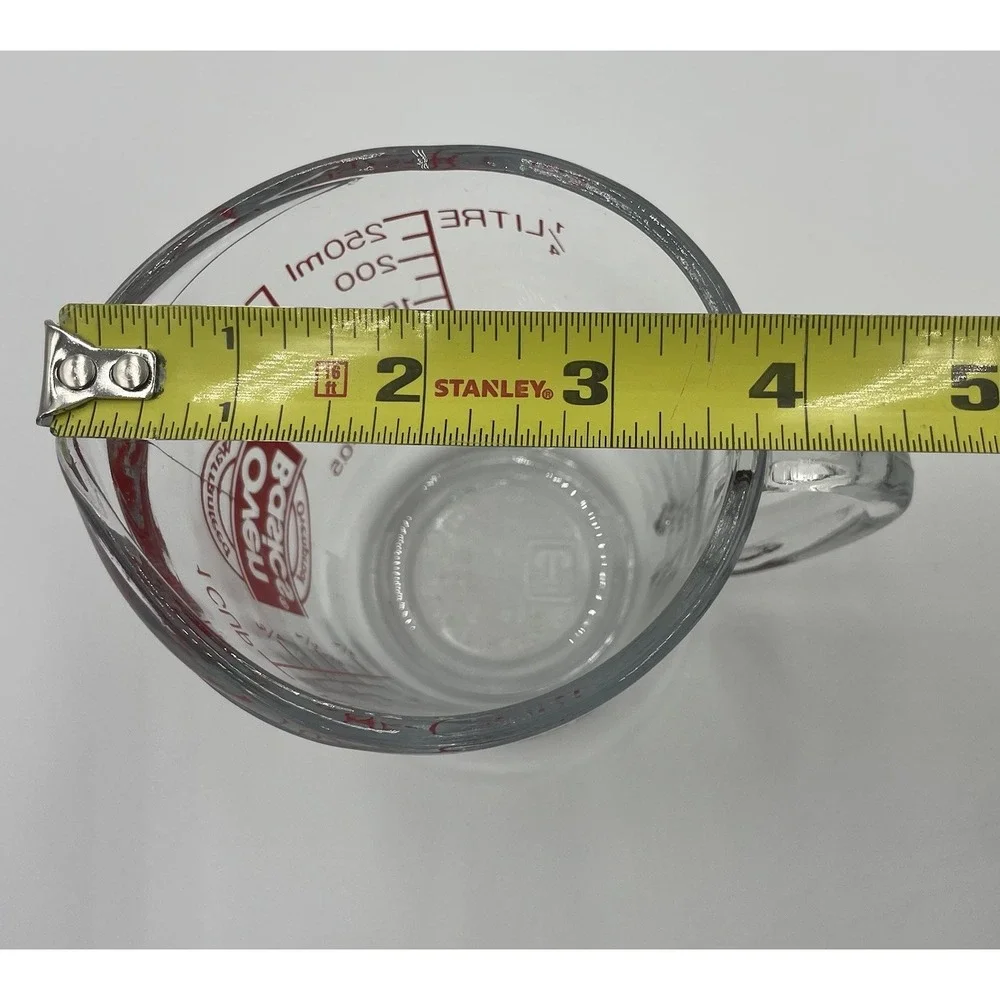 Vintage ANCHOR HOCKING OVEN BASICS- 1 CUP Glass Measuring Cup-#496 EXCELLENT